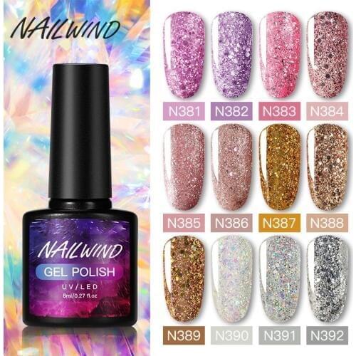 NAILWIND UV Gel Polish Painting Glitter Diamond Gel 8ML Manicure Set for Nail Art Extension Base Top Coat Gel Nail Polish