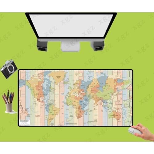 XGZ Color Map World Unique Desktop Pad Game Non-slip Mousepad Locking Edge Gaming Mousepad Mat Keyboard Mat Table Pad XXL