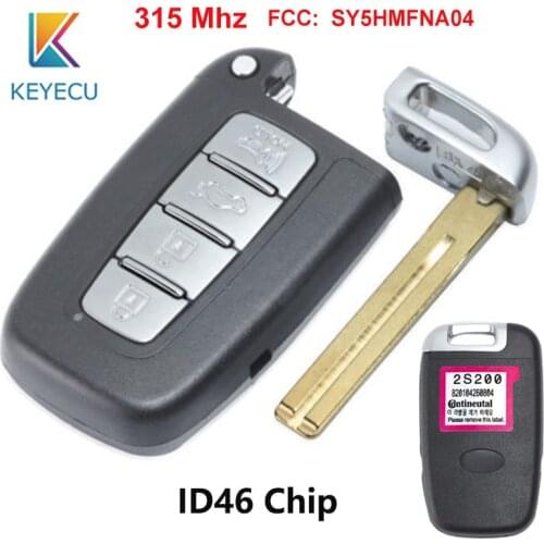 KEYECU 4 Button 315MHz ID46 Remote Key FOB for for Kia Rio Optima SX 2011-14 for Hyundai Equus Sonata Genesis FCC: SY5HMFNA04