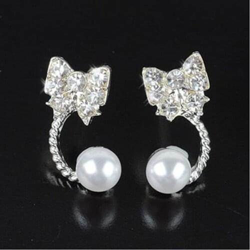 Korean Version Of Small Fresh Temperament Flower Pentagram Love Rhinestone Imitation Pearl Earrings Earrings Friends Gifts