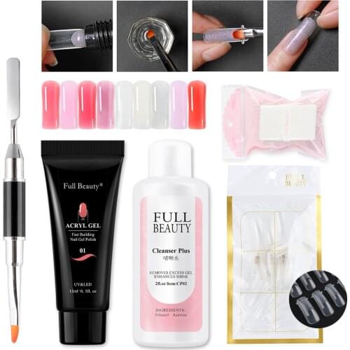 5pcs Poly Extension Nail Gel Set Fast Building UV Acrylic Gels French Nail Tips Mold Form Degreaser Polish Manicure JI1809-1