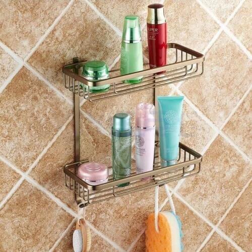 Wall Mounted Antique bronze Aluminun Bathroom Shelf Bath Shower Shelf Bathroom corner shelf Soap Holder building materia