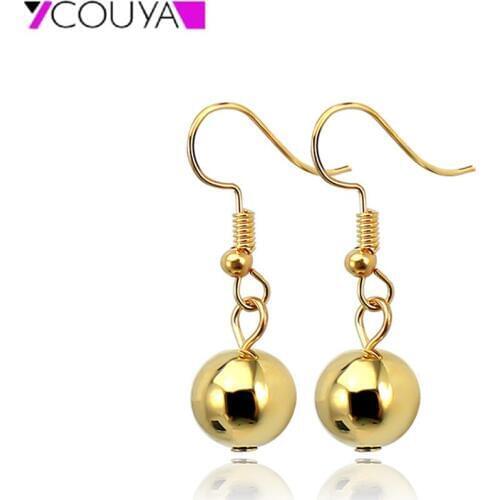 Stainless Steel Hook Earrings with Pearl Pendant High Polished Shiny Charm Lightweight Gold Color Earrings for Sensitive Ear