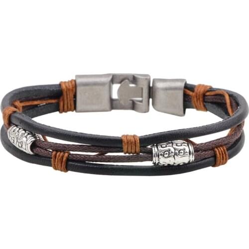 2016 New Hot Fashion Jewelry Leather Bracelet Retro Jewelry Mens Bracelet Bronze Alloy Leather Rope Bracelet Bracelet