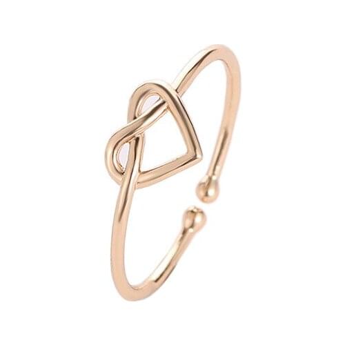 New Knotted Rings for Women Simple Hollow Heart-shaped Opening Adjustable Peach Heart Fashion Nuckle Ring 5 Colour Gift Party