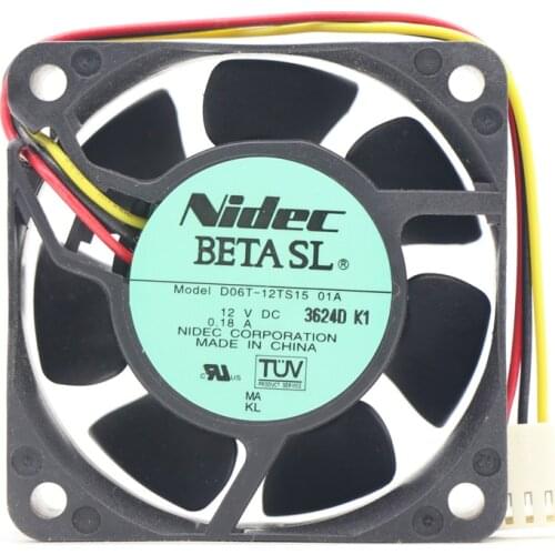 Nidec D06T-12TS15 01A Axial fan DC 12V 0.18A 60X60X25mm Cooling Fan
