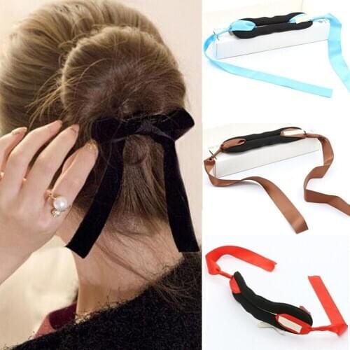 1 PC Women Magic Tools Foam Sponge Device Quick Messy Donut Bun Hairstyle Girl Hair Bows Band Accessories Silk Headband