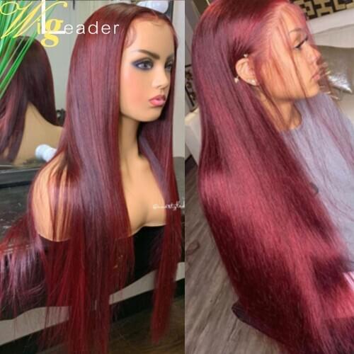 Preplucked Remy Human Hair Lace Front Wigs 99J# 180% Density Lace Frontal Wigs Burgundy Remy Hair Wigs