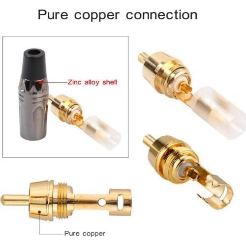 Professional RCA Gold Plated Wire Connector Cable RCA Male Plug Adapter Converter for Speaker Audio for audio cables