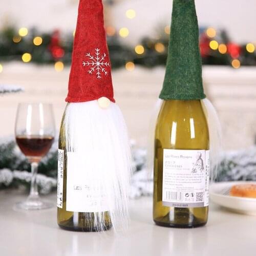 Christmas Decorations Snowman Champagne Gifts Bags Sequins Xmas Home Dinner Party Table Decors Santa Claus Wine Bottle Covers 5z