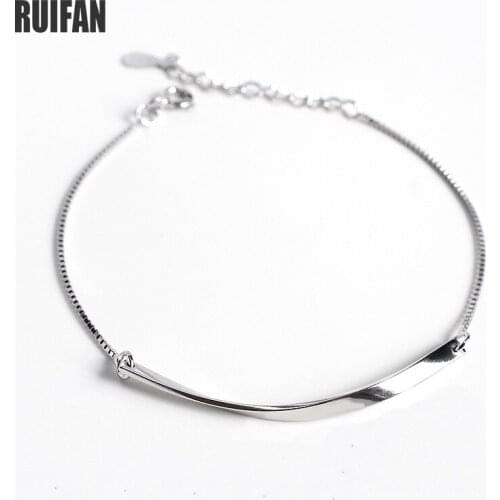 Ruifan Smooth Twist 925 Sterling Silver Bracelet for Women White Gold Color Box Chain Korean Bracelets Fine Jewelry YBR156