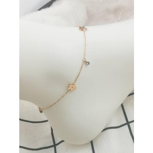 Flower classic luxury women fashion stainless steel anklet bracelet