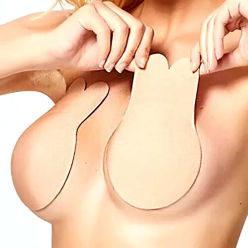 Push Up Bras Self Adhesive Silicone Strapless Invisible Bra Reusable Sticky Breast Lift Bra Pads Rabbit Nipple Covers for Women