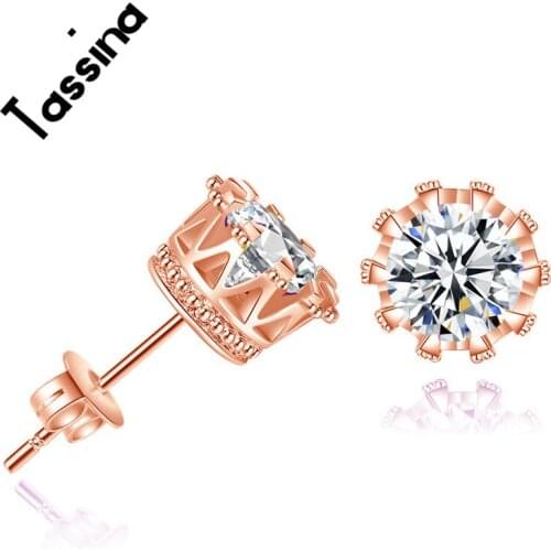 Tassina Top Quality Crown Earring Jewelry Made With Colorful Round Austrian Crystal Stud Earring For Women Wholesale MME50