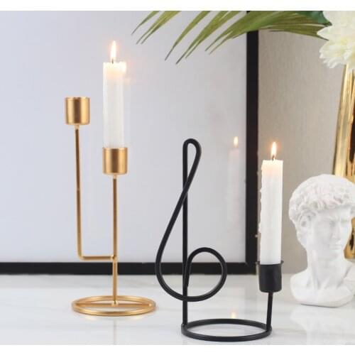 Modern Candle Holders Double Slots Metal Candlestick for Wedding Party Dinner Table Christmas Home Decor