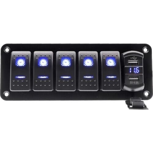 ON/ OFF Led Switch Panel with Dual USB Port LED Switch Panel for Boat Car RV