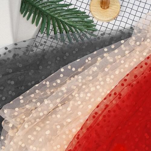 Sewing Fabric Tutu Dot Point Mesh Fabric Flocked Mesh Fabric Tulle Skirt Mesh Fabric For Woman Blouse And Dress 0.5yds/Pc TJ2103