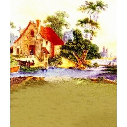 TR 5x7ft Photography Studio Backdrop Baby Children Photo Backgrounds Painted Brick House River Countryside Tree Custom Backdrop