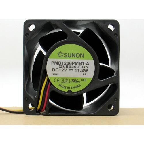 USED SUNON PMD1206PMB1-A 12V 11.2W high air volume high rotating speed 6038 double ball bearing cooling fan