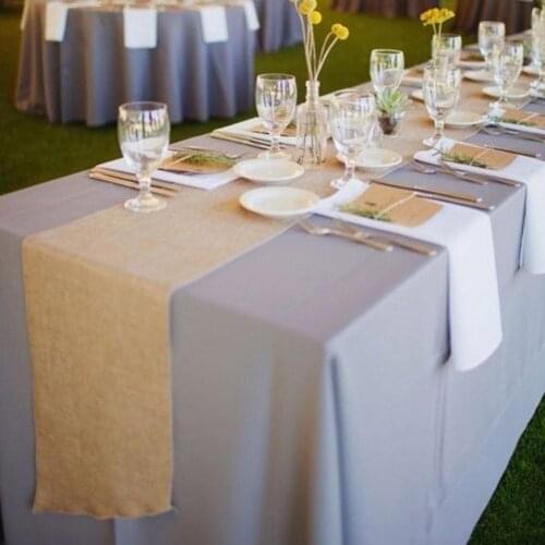 Vintage Burlap Hessian Table Runner Natural Jute Country Wedding Party Decoration For Christmas Home textiles home P5R8