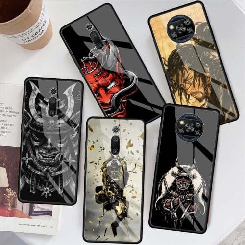 Japanese Samurai Phone Case For Xiaomi Redmi Note 9S 8 Pro 9 7 8T 10 5G 9C K40 9A 8A 9T Tempered Glass Cover Shell