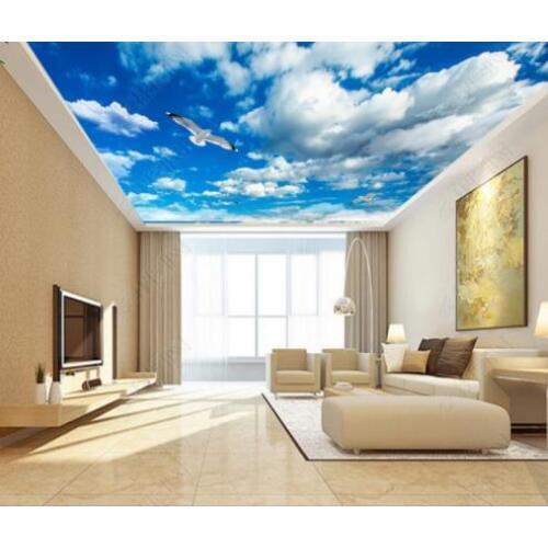 1837 Blue sky with clouds Printing stretch ceiling film for workshop ceiling decoration