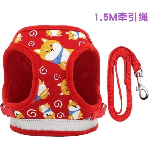 2020 new cartoon vest dog chest strap with reflective pet chest strap small and medium dog pet leash