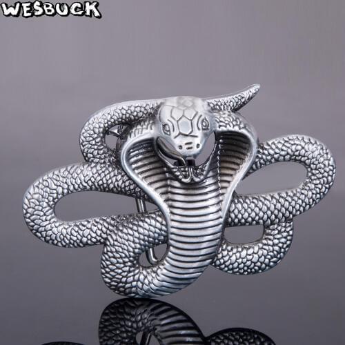 5 PCS MOQ Big Snake WesBuck Brand Metal Belt Buckles for Man Unisex Western Buckles Cowgirls Edc Buckle Causal Animal Hebilla