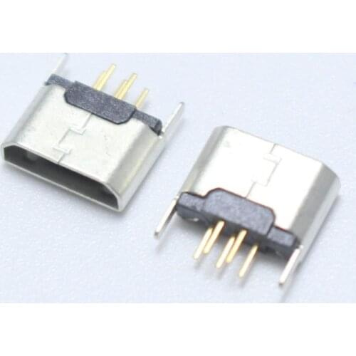 5pcs Micro USB 5PIN Female jack 3+2 Straight Pins Flat Edge Connector For Mobile Phone DIY Repair Parts