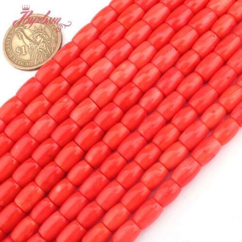 8x10,7x10mm Smooth Column Orange Coral Beads Natural Stone Beads For DIY Necklace Bracelets Jewelry Making 15" Free Shipping