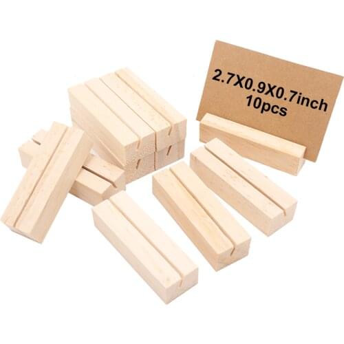 10pcs Wooden Table Holder Name Place Cards Stand Stump Wedding Party Decorating Sign Wood Craft Menu Clip Card Decorate Supplies