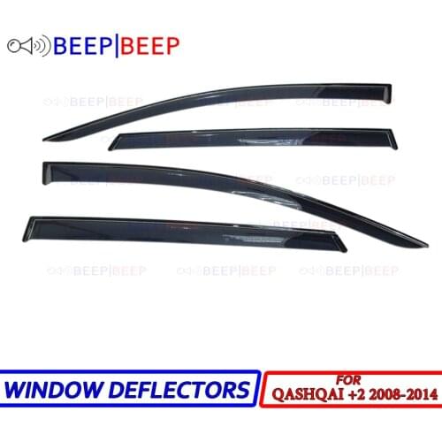 For Nissan Qashqai +2 2008-2014 car window deflectors car wind deflector sun guard rain vent visor cover styling accessories