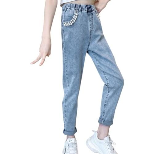 Jeans Gir Solid Color Girl Jeans Child Spring Autumn Kids Jeans Casual Style Childrens Clothes 6 8 10 12 14