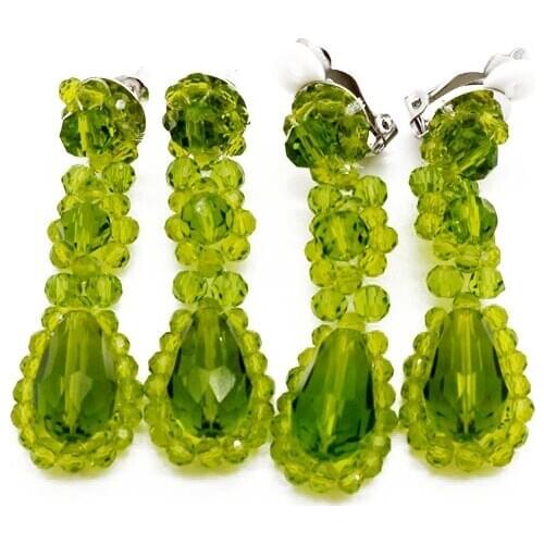 Handmade Olive Beads Elegant Earrings