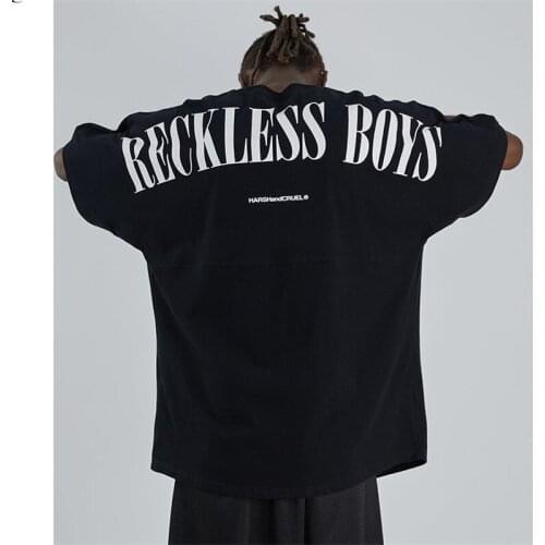 New Short-sleeved T-shirt Men S Summer Fashion Brand All-match Half-sleeved Simple Back Printing Dark Letters Trend Loose T-shir