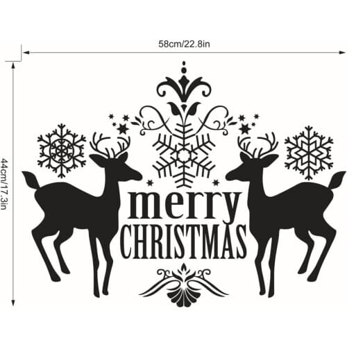 JX-LCLYL Cute Merry Christmas Happy New Year Deer Window Shopcase Wall Sticker Home Decal