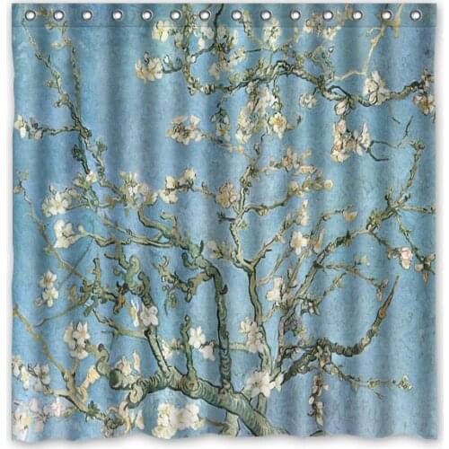 Van Gogh Painting Shower Curtain Waterproof Fabric Curtain For The Bathroom Polyester Bath Screen Shower Room Product 180x180cm