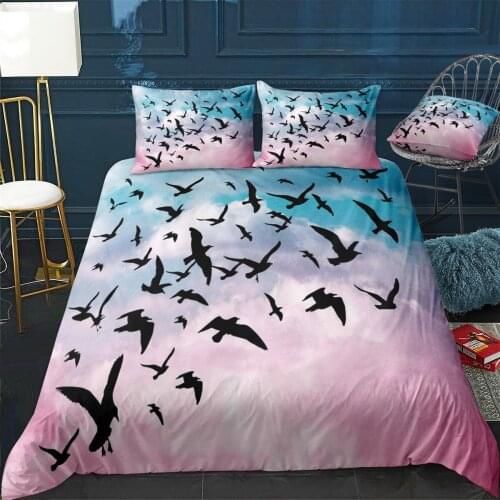 Birds Flying In The Sky Quilt Cover Pillowcase 3Piece Comforter Bedding Set With Pillow Case Single Double Duvet Cover