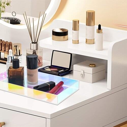 Colorful Laser Acrylic Tray Makeup Jewelry Display Plate Ring Earrings Display palette Tray Jewelry Holder Organizer Decoration