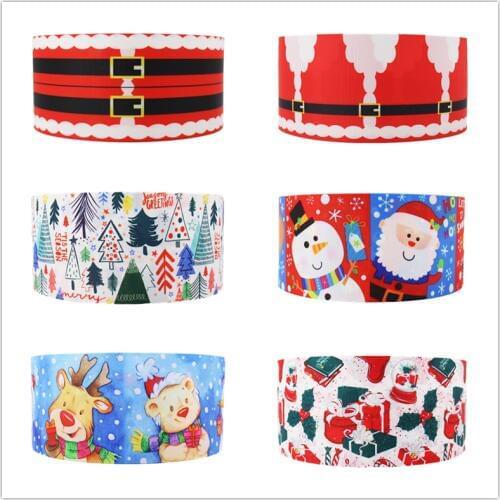 Q&N ribbon 50Yards 16mm-75mm Christmas snowflake Ribbons Thermal transfer Printed grosgrain,Gift wrapping DIY materials