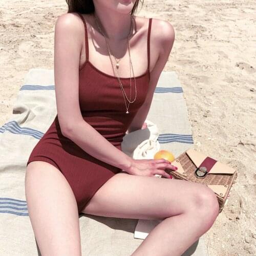 Summer Bikini Women Sexy Swimwear Retro Solid One-Piece Bandage Swimsuit Bikinis 2021 Mujer Set Girl Push Up Kупальник Женский