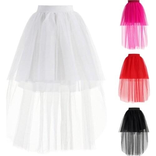 Fashion Women Long Tulle Skirt Elegant Princess Sexy Style Irregular Mesh Tutu Skirts Vintage Mini Puffy Skirt