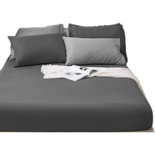 Soft Fitted sheet With Elastic Band solid Bed Sheet Double Combed Double Combed Cotton Elastic 100% Cotton Sheet | Dark grey