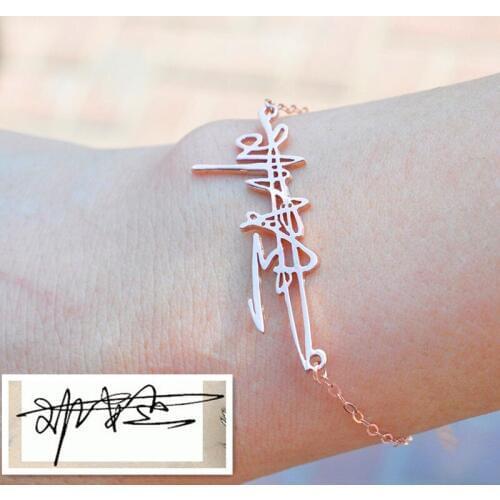 Charming Signature Name Bracelet Custom Jewelry Stainless Steel Handwriting Nameplate Bracelet Handmade Gifts