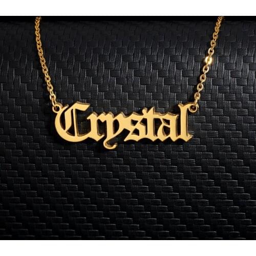 Personalized Old English Custom Name Necklaces For Women Men Gold Silver Color Stainless Steel Chain Choker Pendant Jewelry Gift