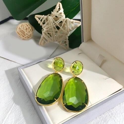Opulent brand Color Crystal Earring European And American Court Wind Luxuriant Retro Big Drop Shaped Earring For Women