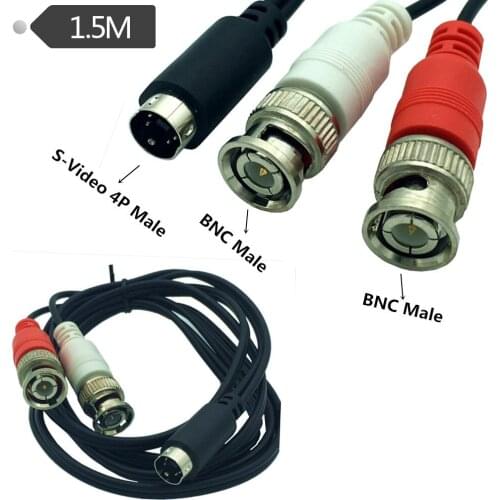 S-Video 4Pin Male 'Y' cable (4-Pin S-VHS Male to Two BNC Male Connectors) 1.5m