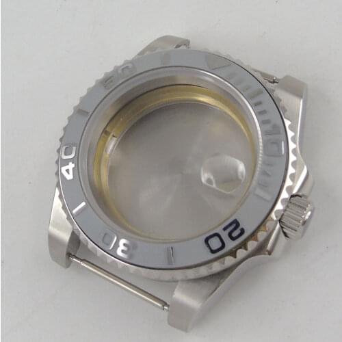 40mm Accessories Parts Watch Case Insert Bezel Sapphire Crystal Glass/Solid Backcover Fit NH35 NH36 Stainless Steel High Quality