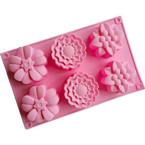 Silicone Soap Molds 6-cavity DIY Handmade Mold for Bundt Cake Cupcake Muffin Coffee Pudding Candle Making Supplies