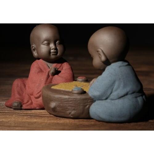 Buddha Statues Creative Boutique Chinese Tea Set Purple Tea Pet Lovely Monk Zisha Tea Accessories Ornaments Yixing Home Decor